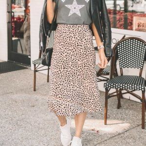 American Eagle Outfitters Leopard Print Midi Skirt